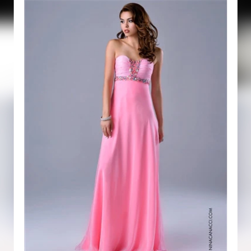 Nina Canacci Embellished Strapless Pink Dress Gown  Size 4